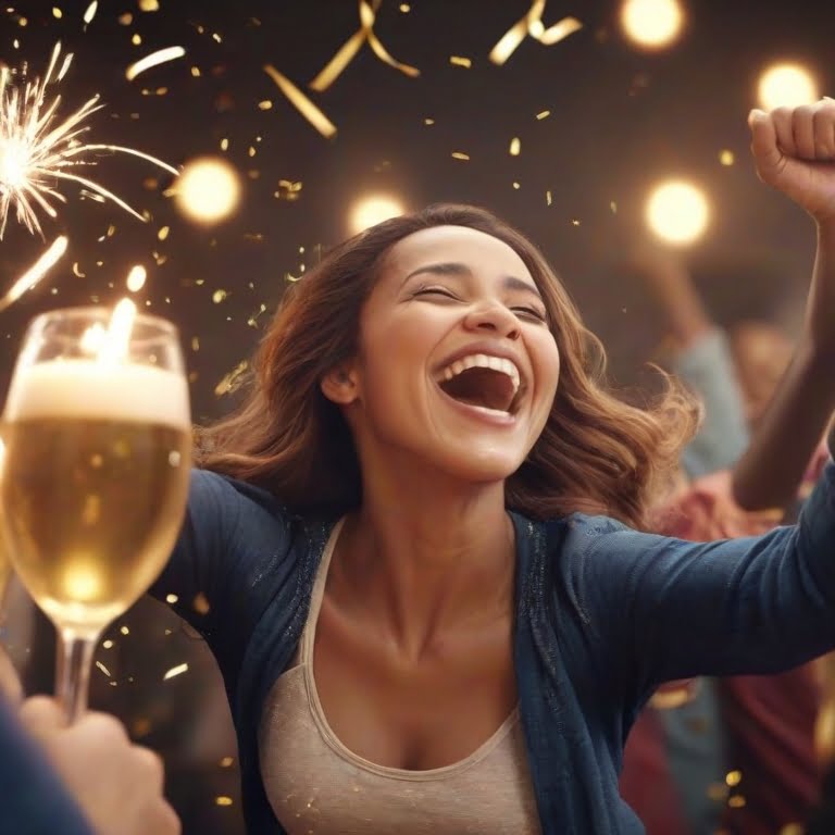 Girl celebrating after taking 21 days to make a habit