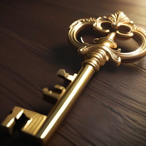 Golden key, representing the idea of 21 days to make a habit
