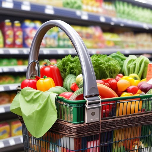 a shopping trolley full of groceries