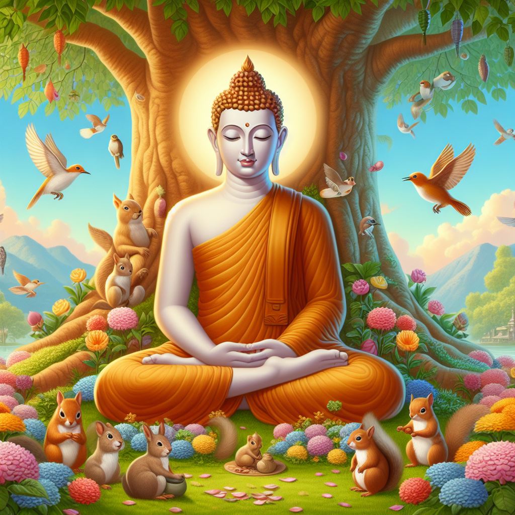 The Buddha seated in meditation under a tree