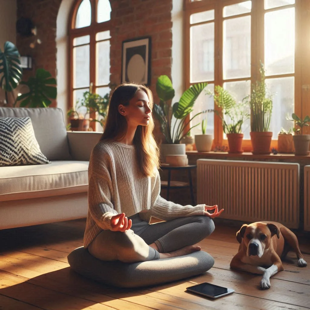 Woman meditating to keep focussed